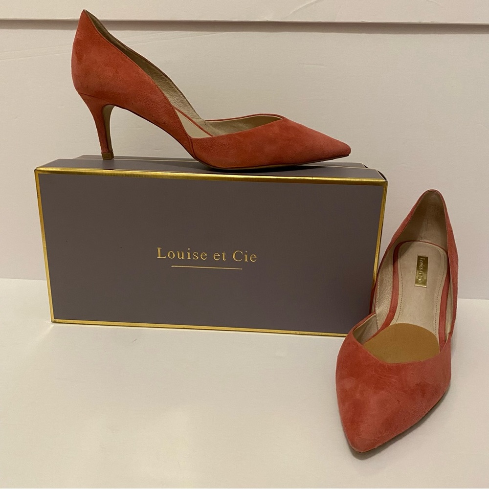 Louise et Cie Jacee Salmon Pink Suede D’Orsay Pumps Heels Sz 8.5